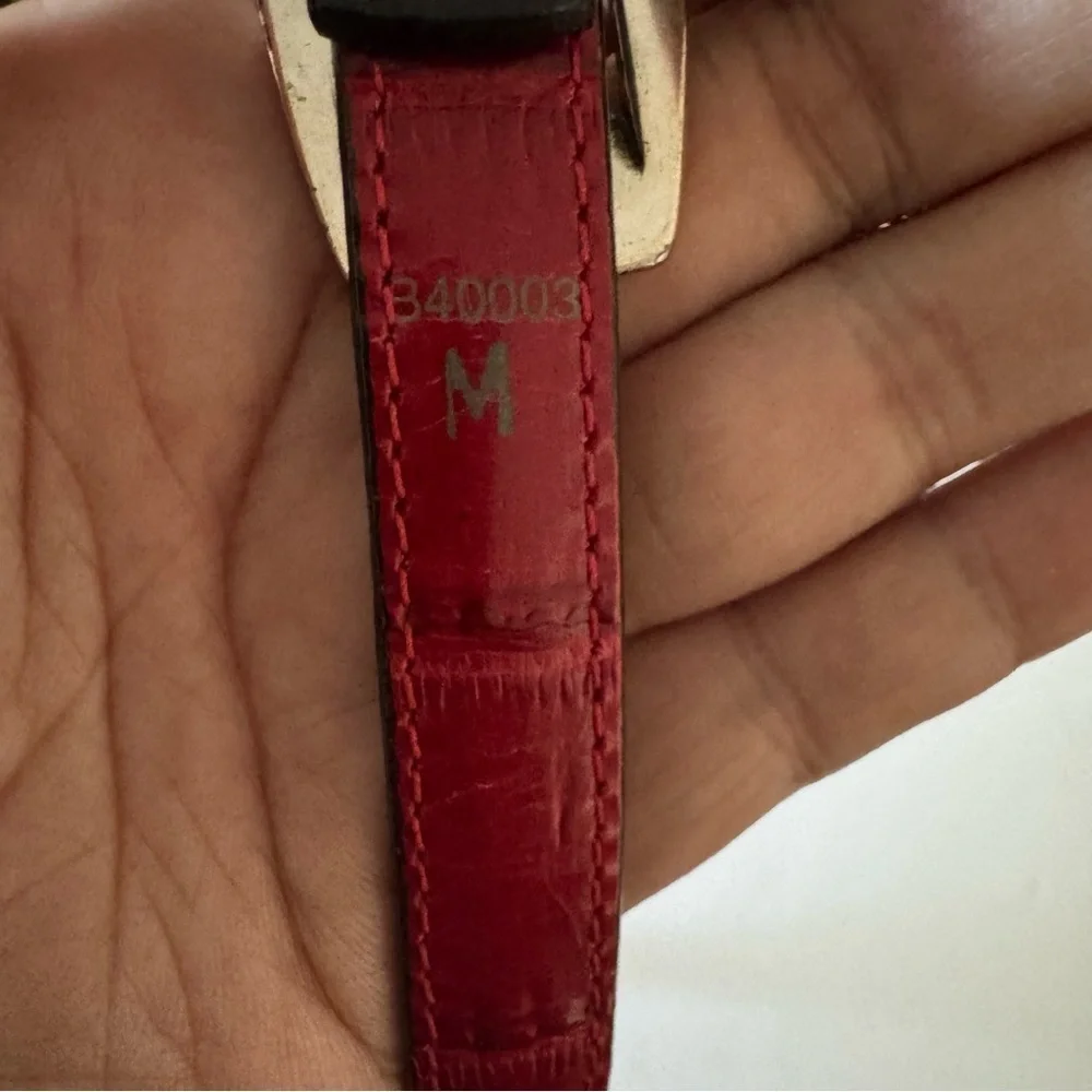 Brighton Leather Metal Links Reversible Black Red Belt B40003 size Medium